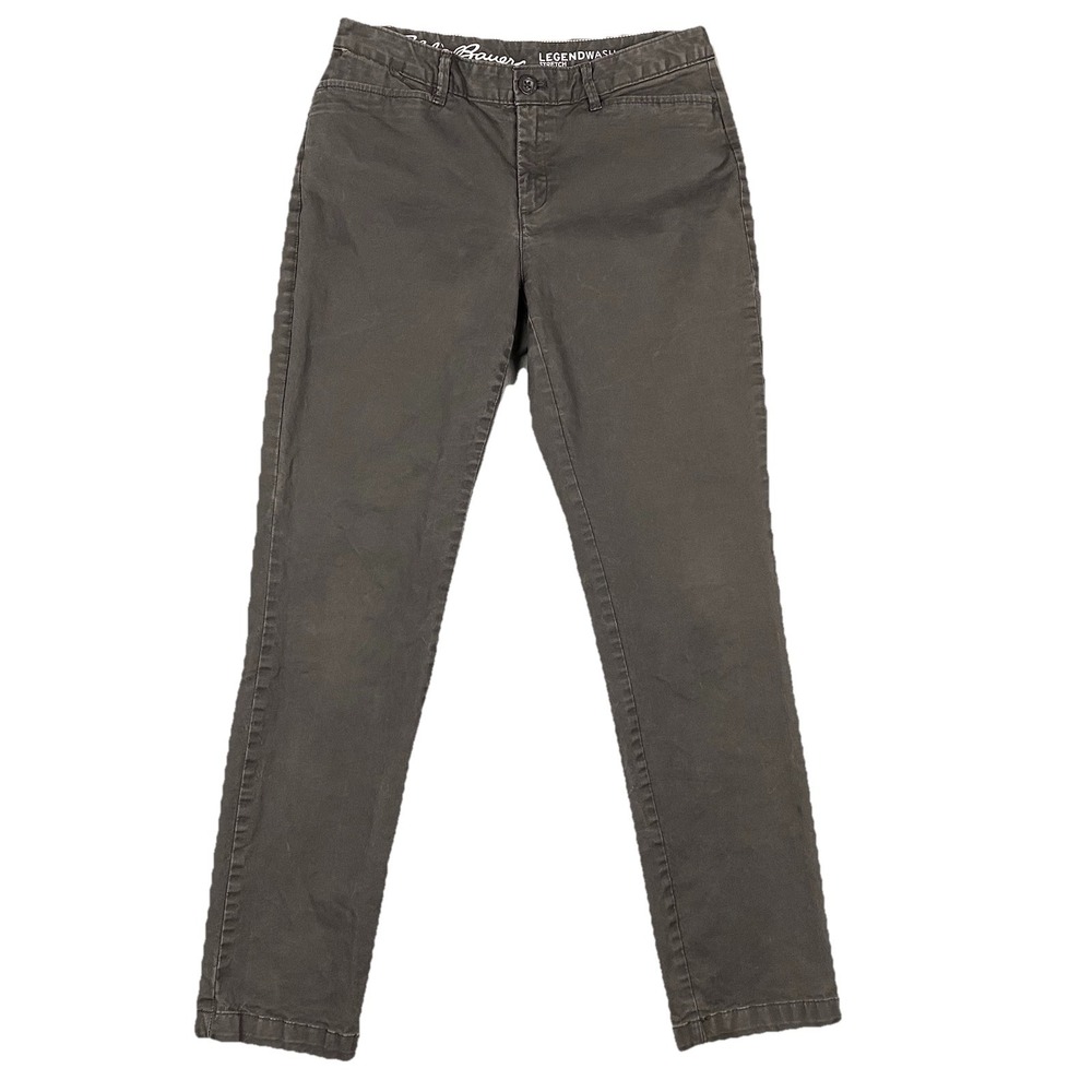 Eddie Bauer Legendwash Curvy Straight Stretch Chino Pants Womens 4 Charcoal Gray